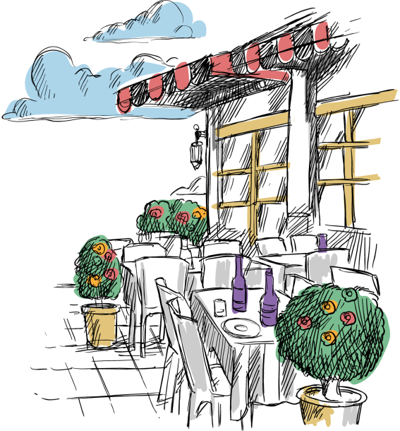 outdoor dining in a cafe